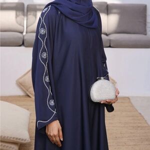 Elegant Navy Blue Embellished Dress